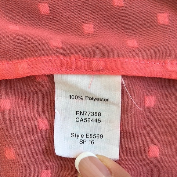 J. Crew Sheer Coral Swiss Dot Buttoned Blouse - Picture 8 of 11